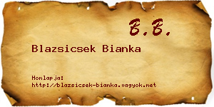 Blazsicsek Bianka névjegykártya